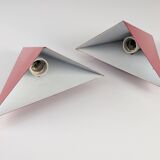 Geometric Red Metal Wall Sconces, 1970s