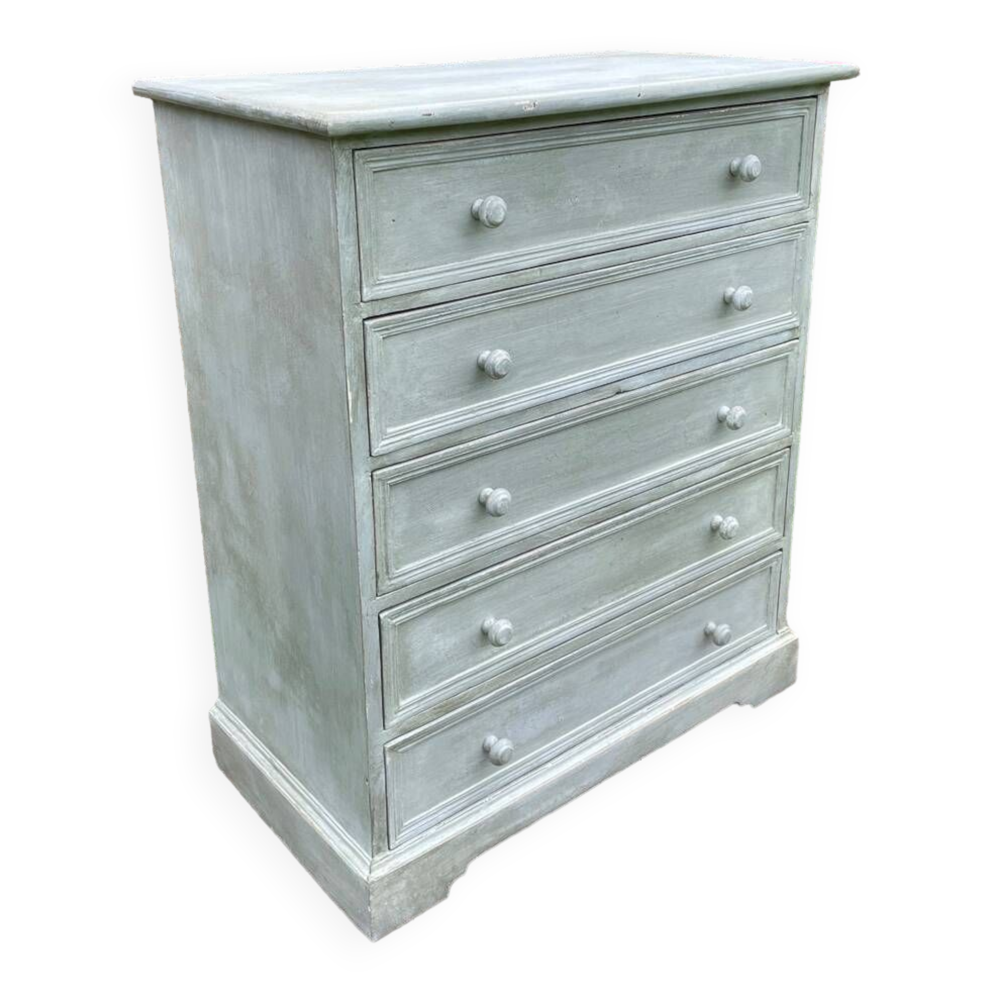 Vintage chest of drawers with white patina