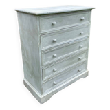 Commode vintage patine blanche