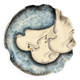 Art Deco ceramics circa 1940: large dove-shaped dish signed