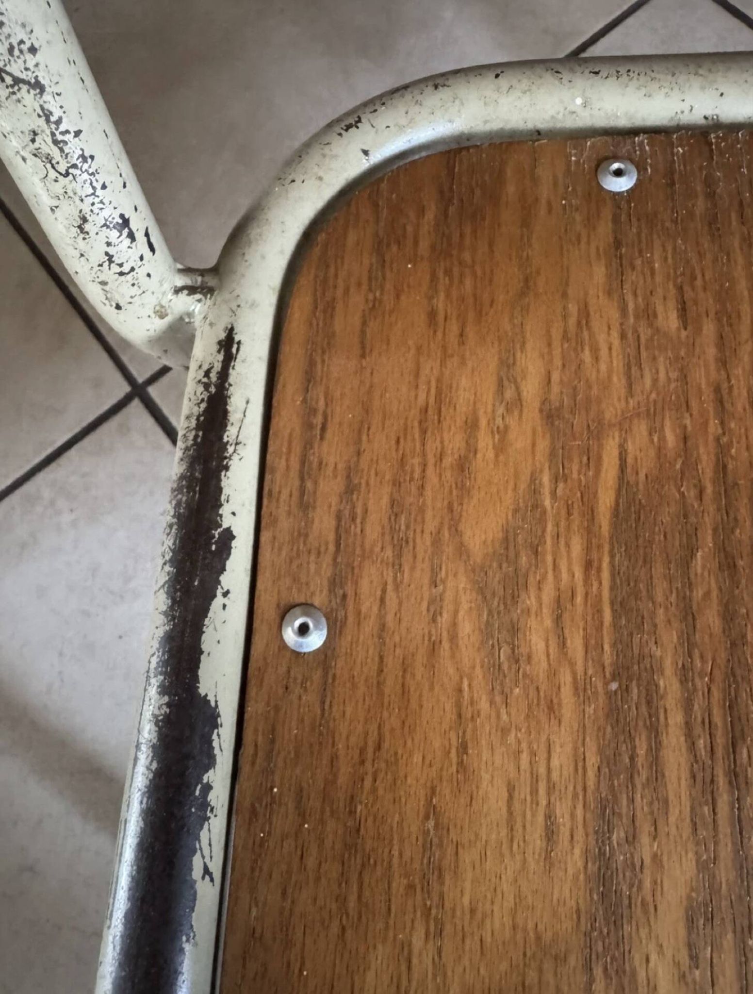 Old small school chair for children, vintage design, height a.