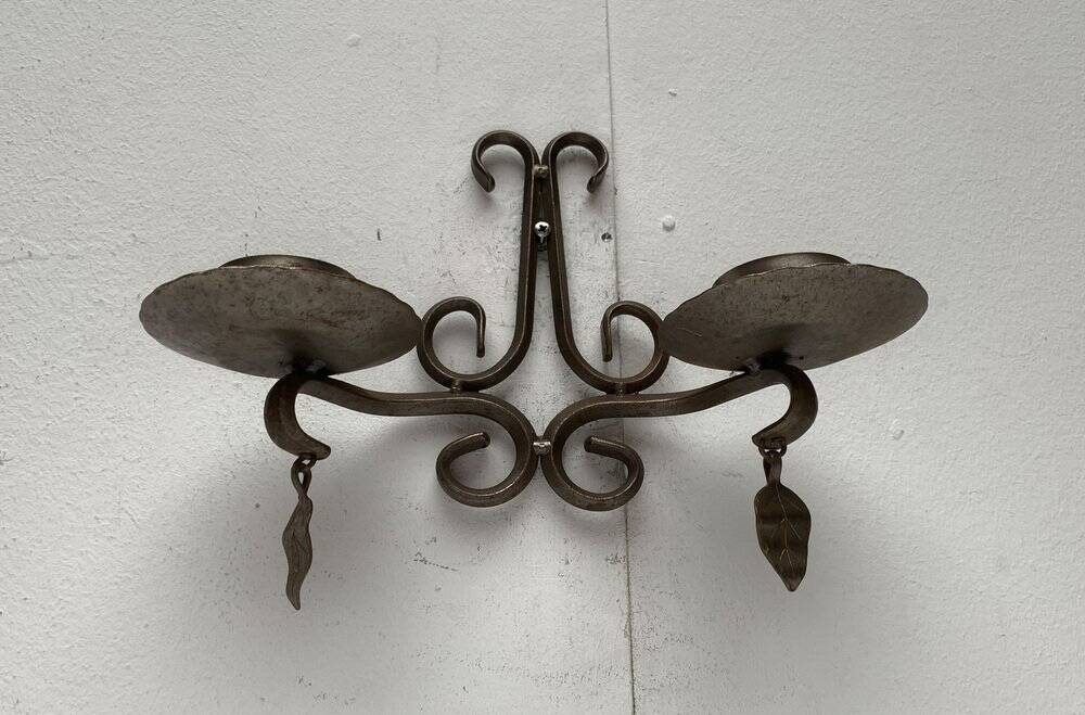 Vintage Swedish Wrought Iron Wall Candleholders from Ahrnebergs, Set of 2