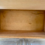 Wooden and rattan toy chest bench