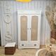Art Deco wardrobe revisited Shabby chic style with two rattan canning doors