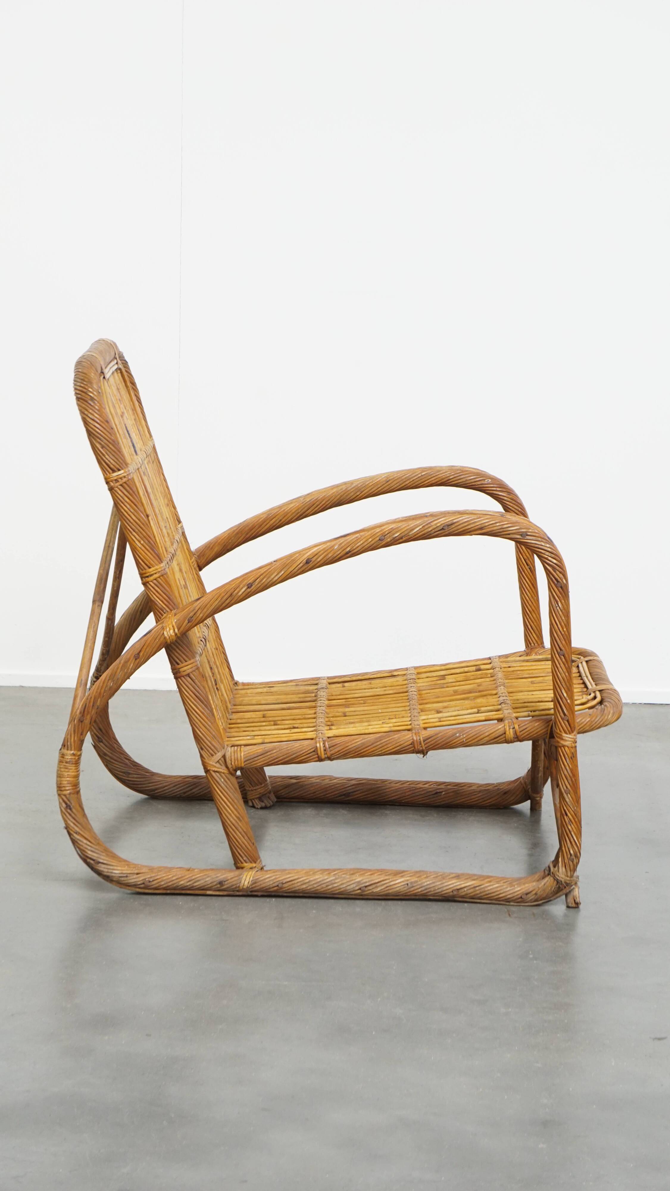 French Rattan Vintage Design Armchair from the 1950s