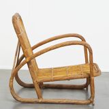 French Rattan Vintage Design Armchair from the 1950s