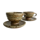 Pair of sandstone cups by Gustave Tiffoche ceramic from the 1970s-80s