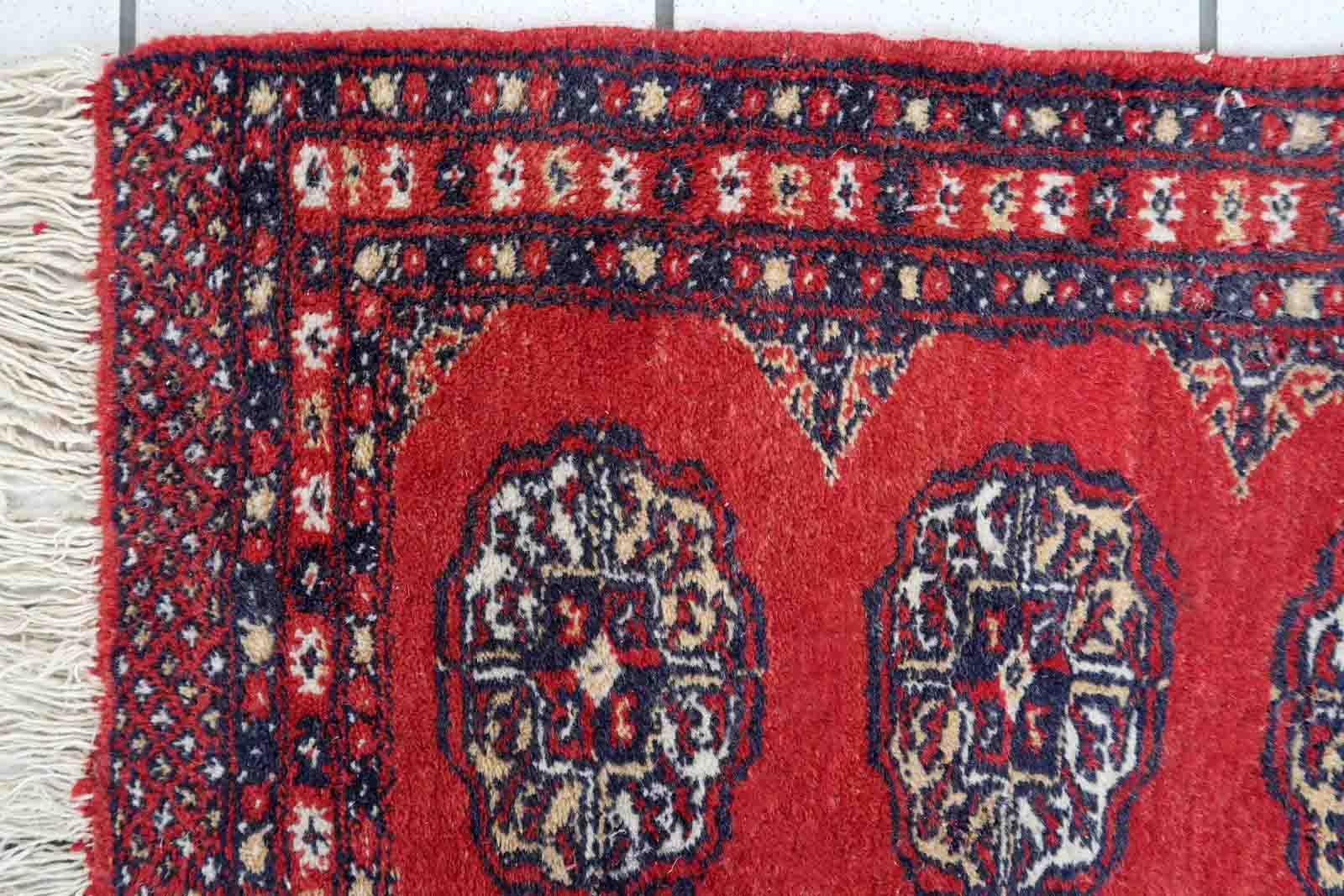 Vintage pakistani carpet lahore handmade 45cm x 86cm) 1970s