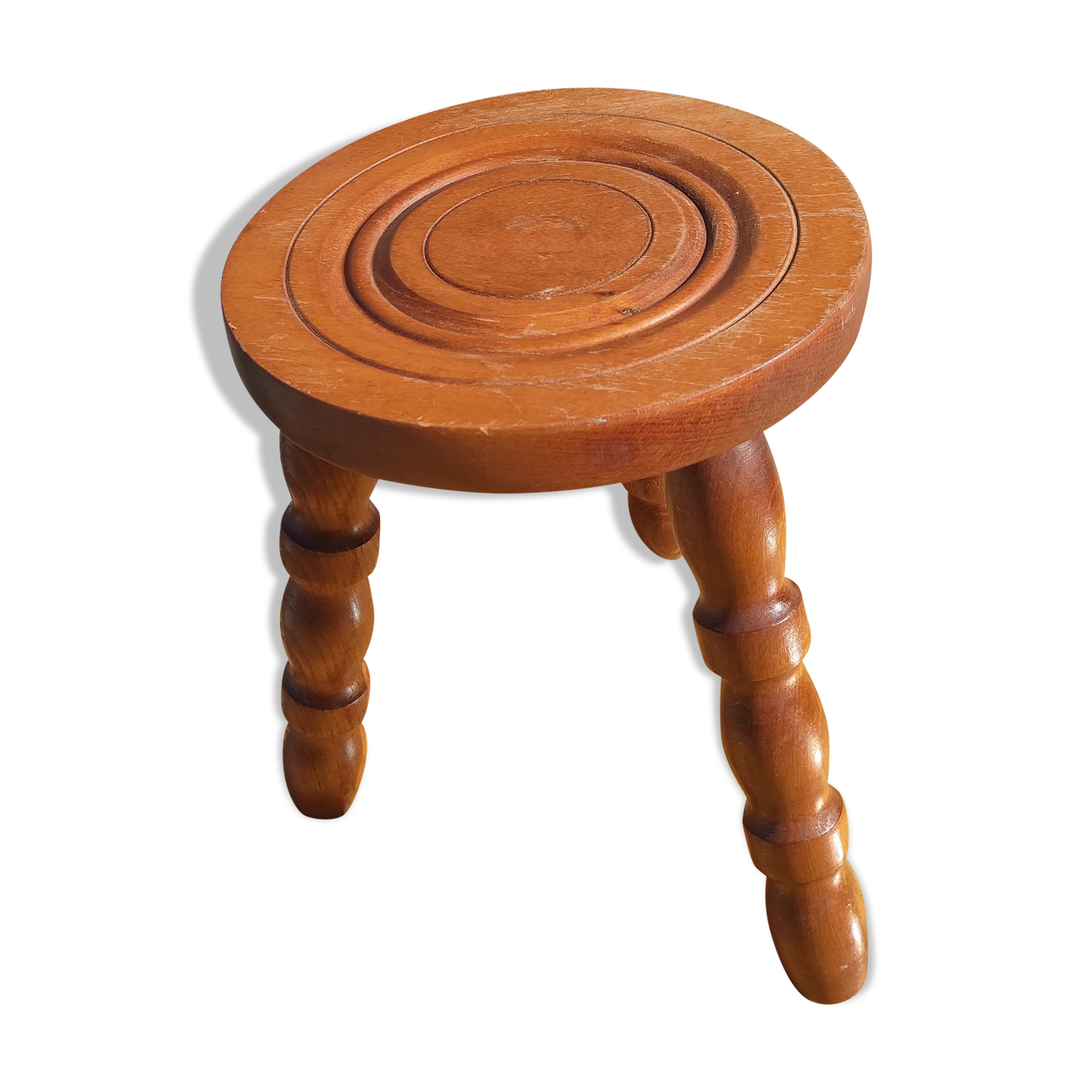 Tabouret tripode vintage en bois
