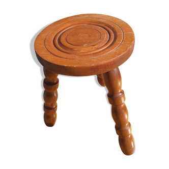 Tabouret tripode vintage en bois