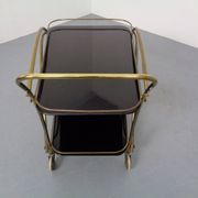 Mid-Century French Brass & Glass Serving Bar Cart, 1960s