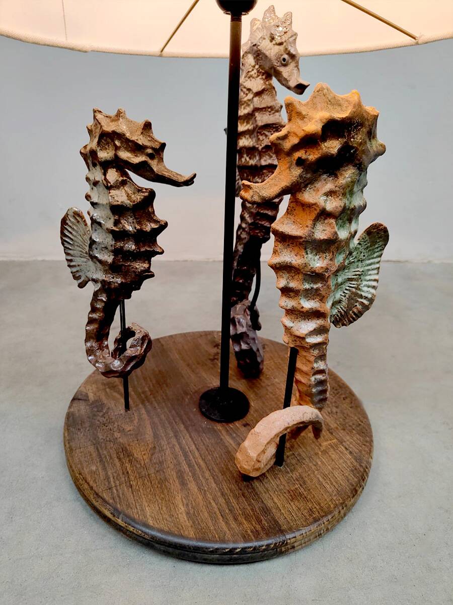 Vintage ceramic seahorse table lamp 'Sea spirit'