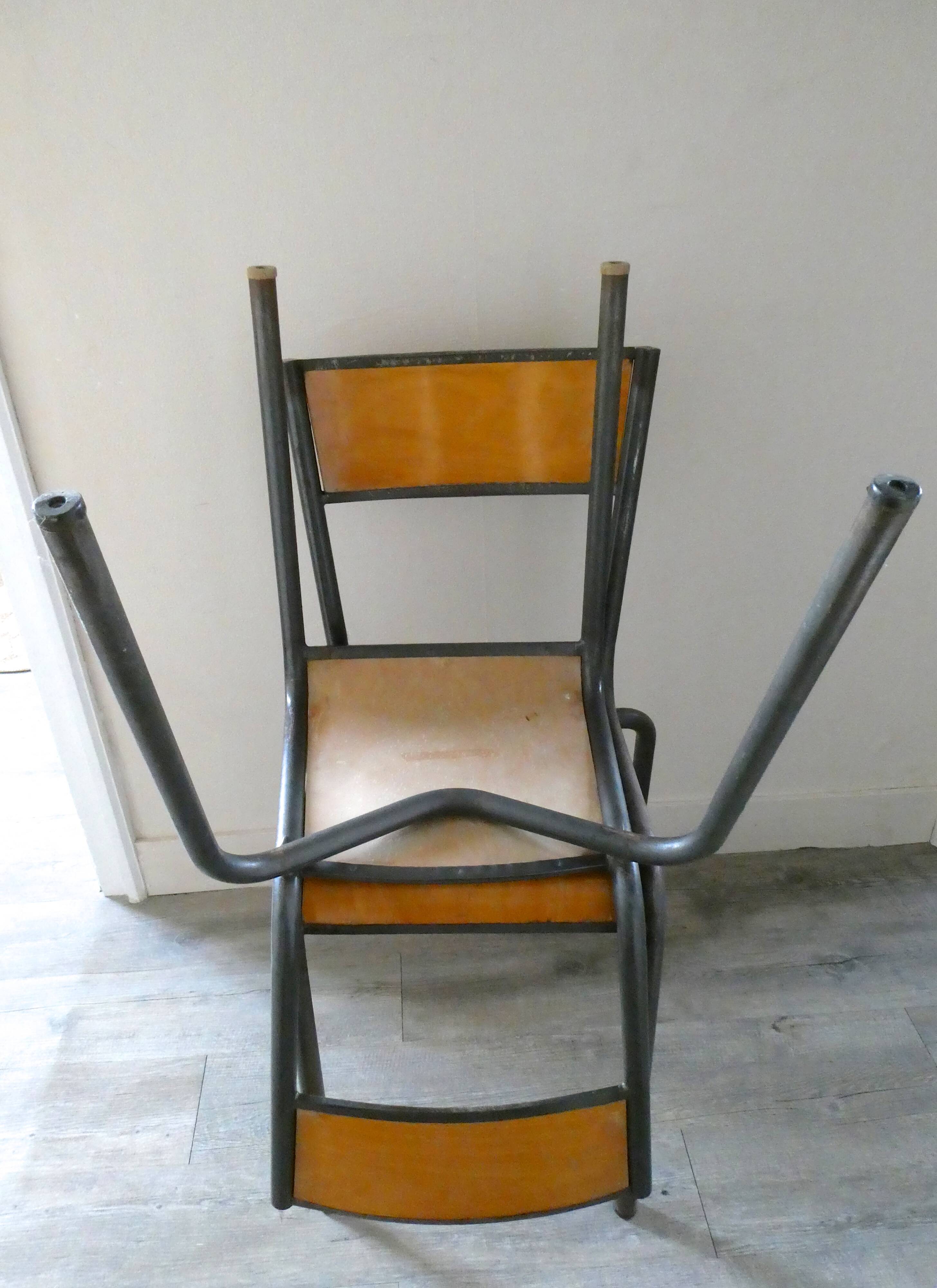 Pair of Mullca metal and wood chairs