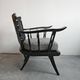 Pair of antique hand-carved armchairs in black lacquer from the 1920s.