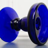 Blue tinted glass candlestick