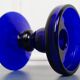 Blue tinted glass candlestick