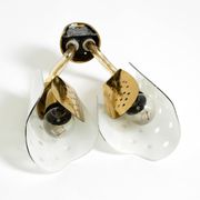 Beautiful large Mid Century Modern wall lamp made of brass and glass
