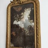 Large Louis Philippe mirror with antique mercury pediment, height 107cm, vintage