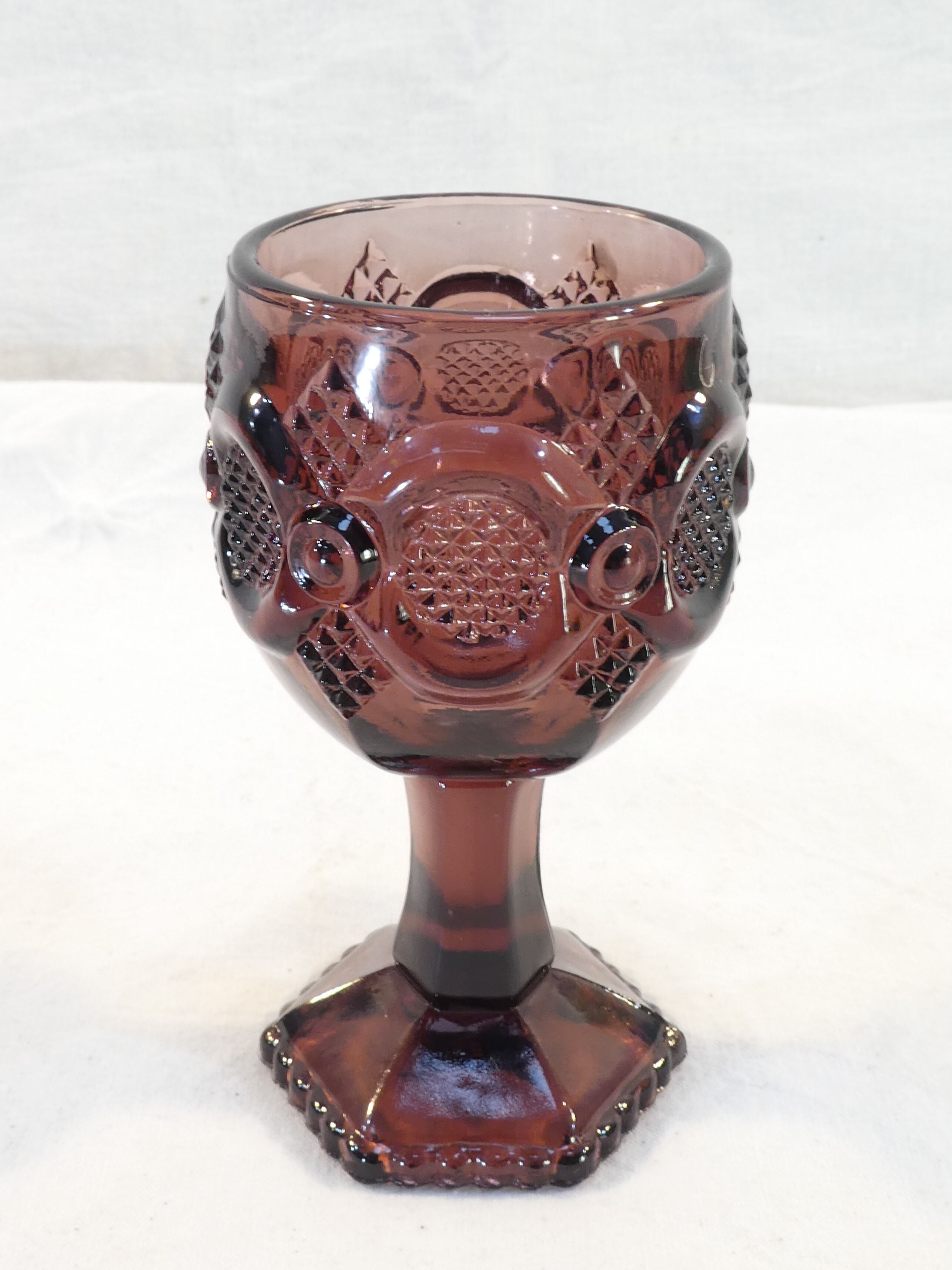 Advertising glass AVON purple decor in vintage relief