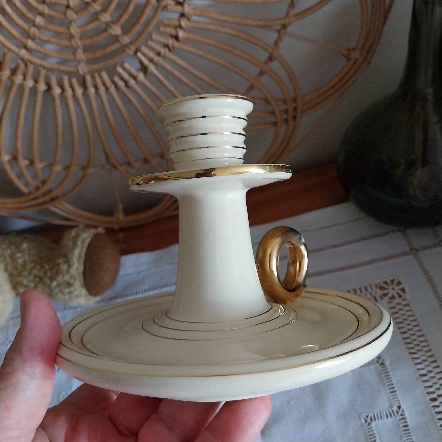Ancien bougeoir en céramique Lude