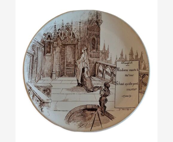 Assiette parlante à thème Creil et Montereau XIXème