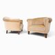 Pair of Art Deco club armchairs in champagne mohair, 1930.