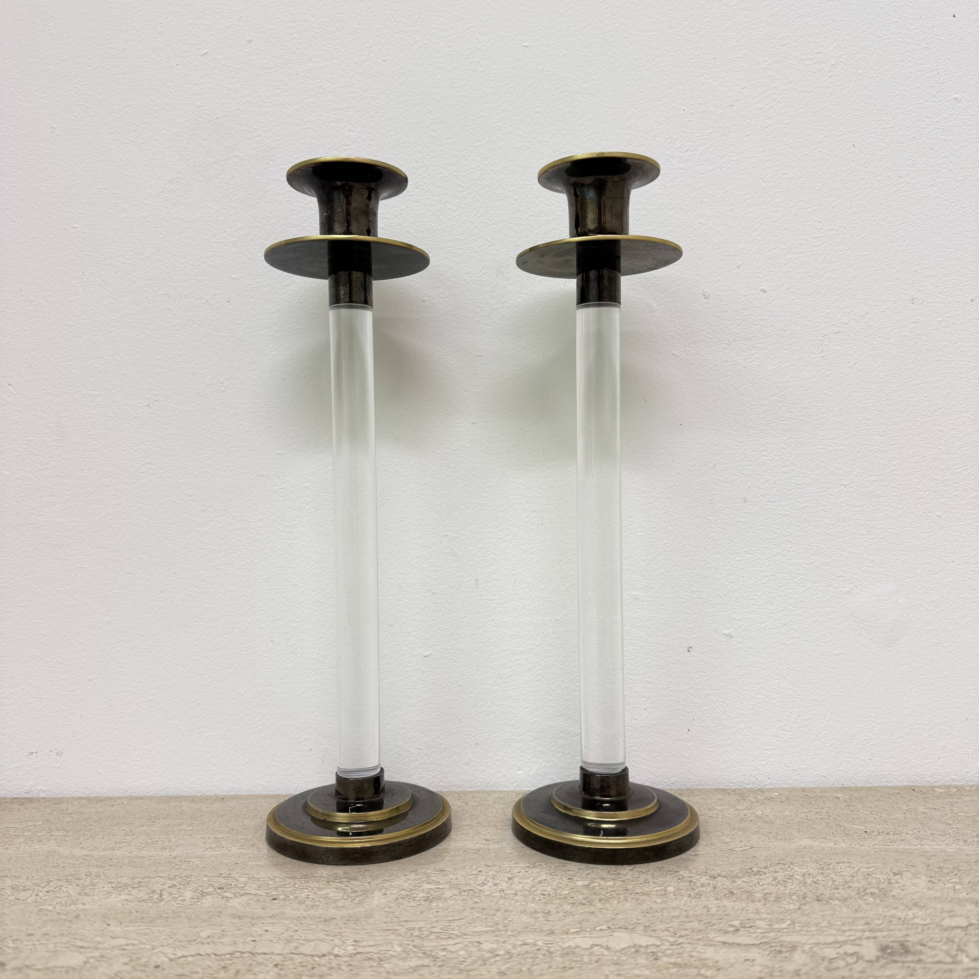 Set of 2 Caravell lucite candle sticks, 1970’s
