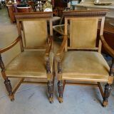 Pair of solid cedar armchairs from the end of the 19th century