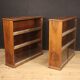 Pair of Italian bookcases in walnut wood with glass doors