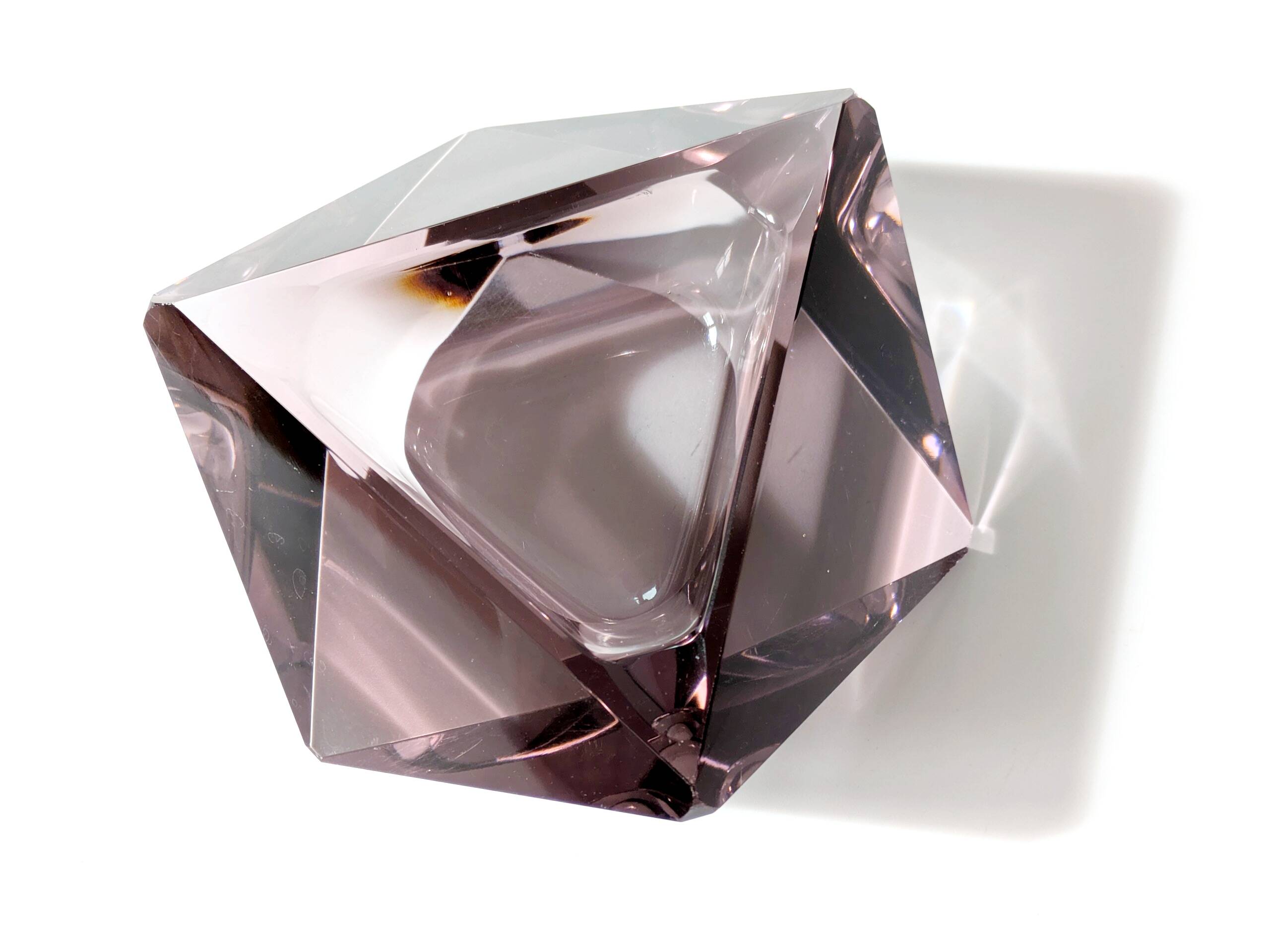 Faceted glass trinket dish, Murano, 1960s, amethyst color