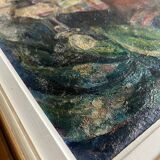 HST painting "Still life with cheese and wine" circa 1950 A. Eon (born in 1923)