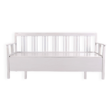 Swedish bench – grey painted – antique – painted pine – c. 1860s