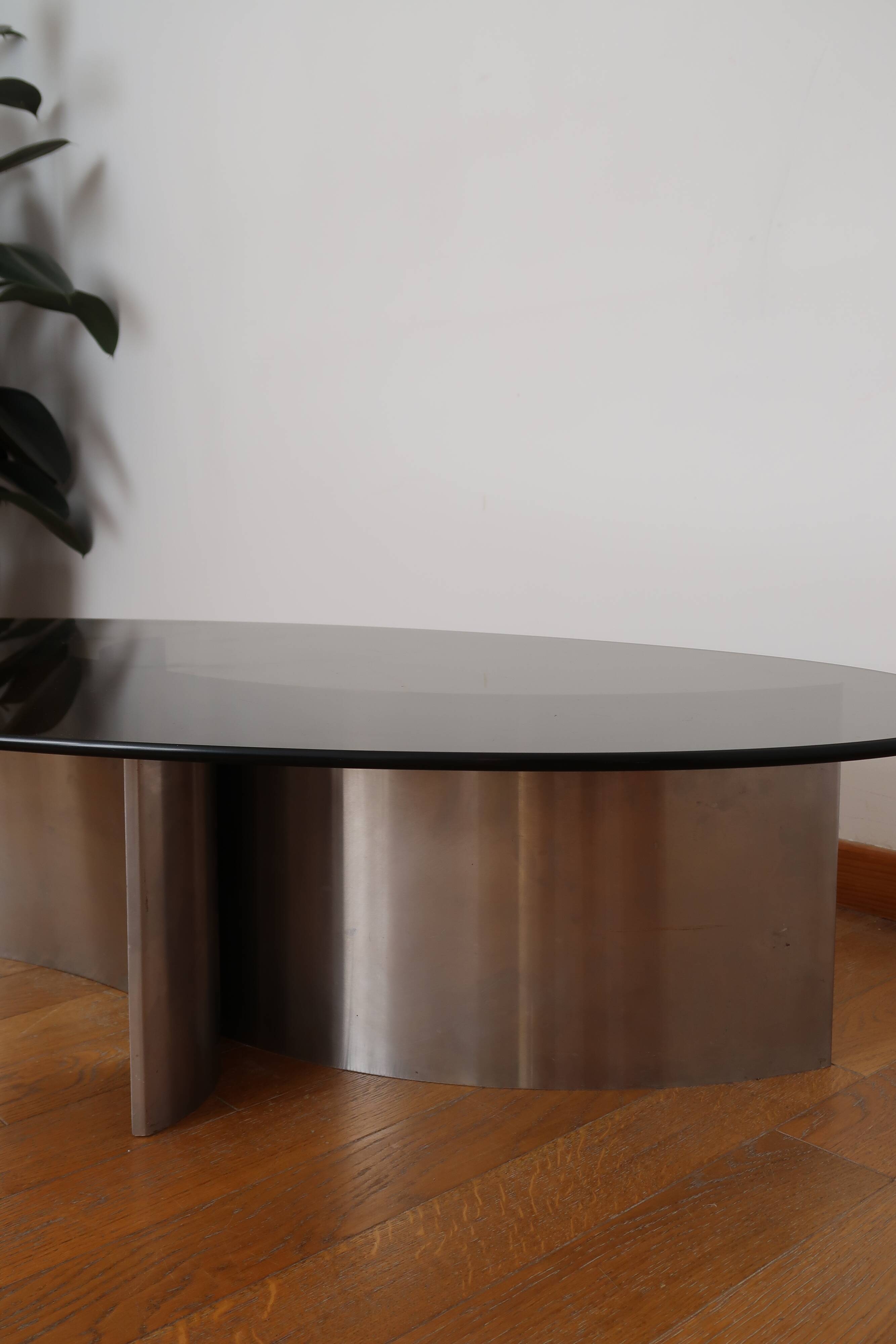 Coffee table smoked glass 70's