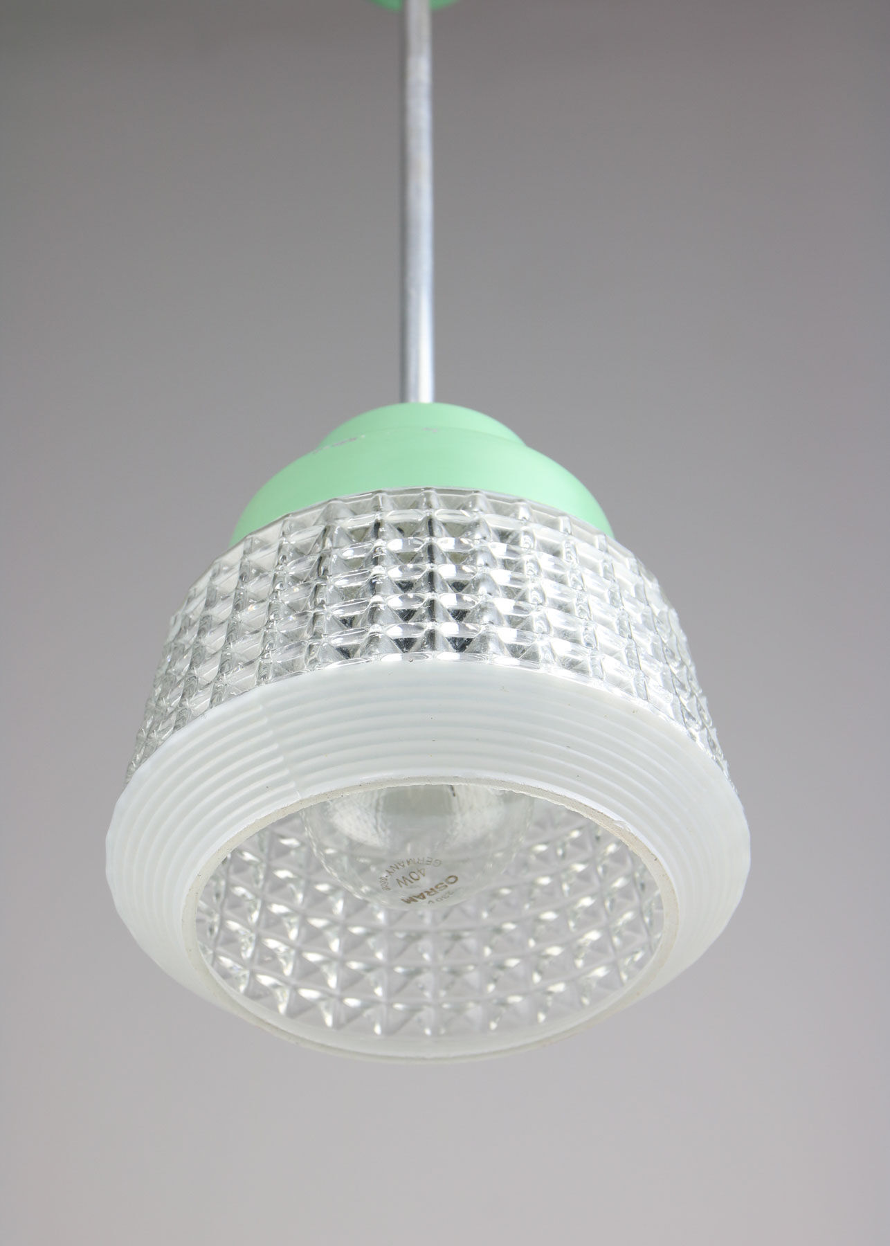 Small Mid-century Turquoise Glass Ceiling Lamp, 60s
