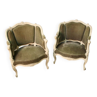 Paire de fauteuils corbeille de style louis xv