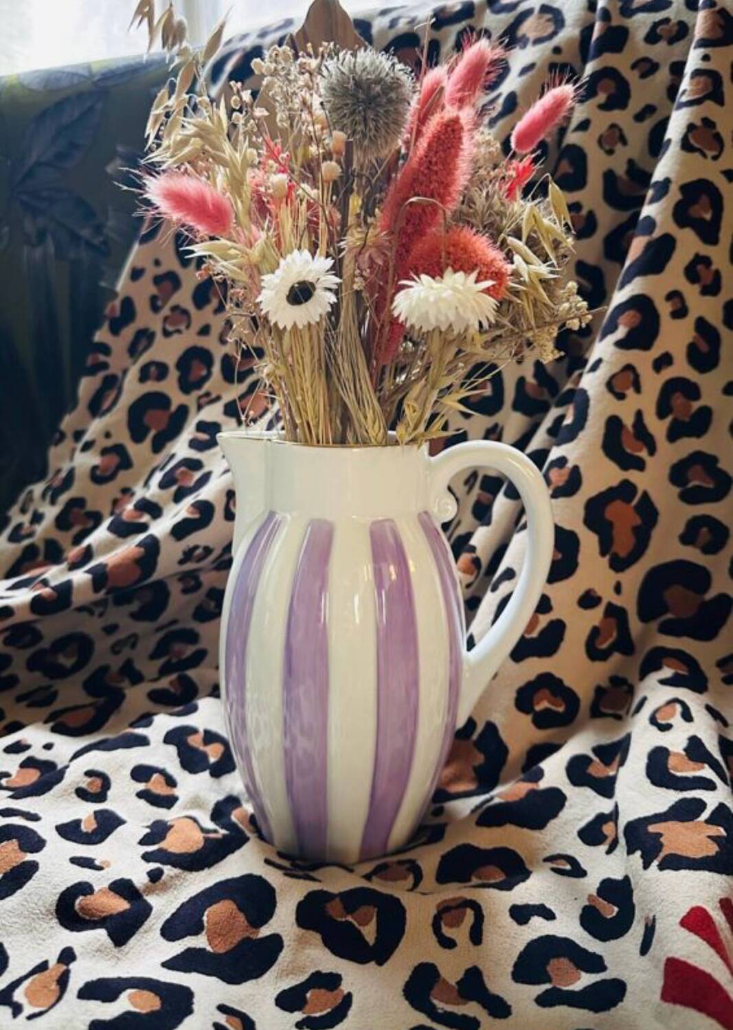 Purple striped teapot