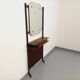 Vintage Italian hall cabinet with mirror and teak shelves