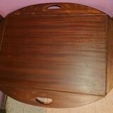 Table ovale bois repliable bateau 1970 /décoration intérieur vintage / pour salon jardin d'hiver bat