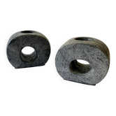 Pair of terracotta candle holders with anthracite finish, 1980s.