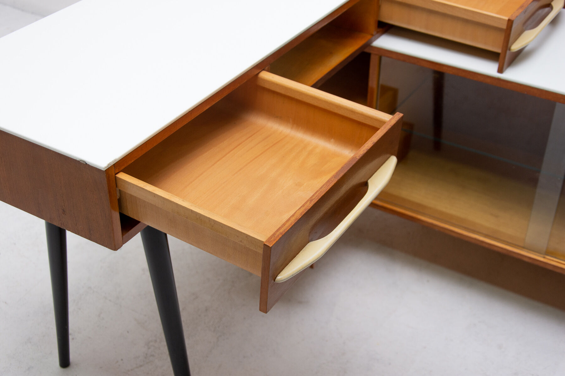 Corner writing desk with a bookcase by Mojmír Požár for ÚP Závody