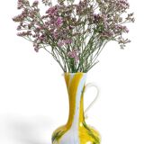 Cristallerie de Clichy White Opaline Pitcher Vase, Handmade in France