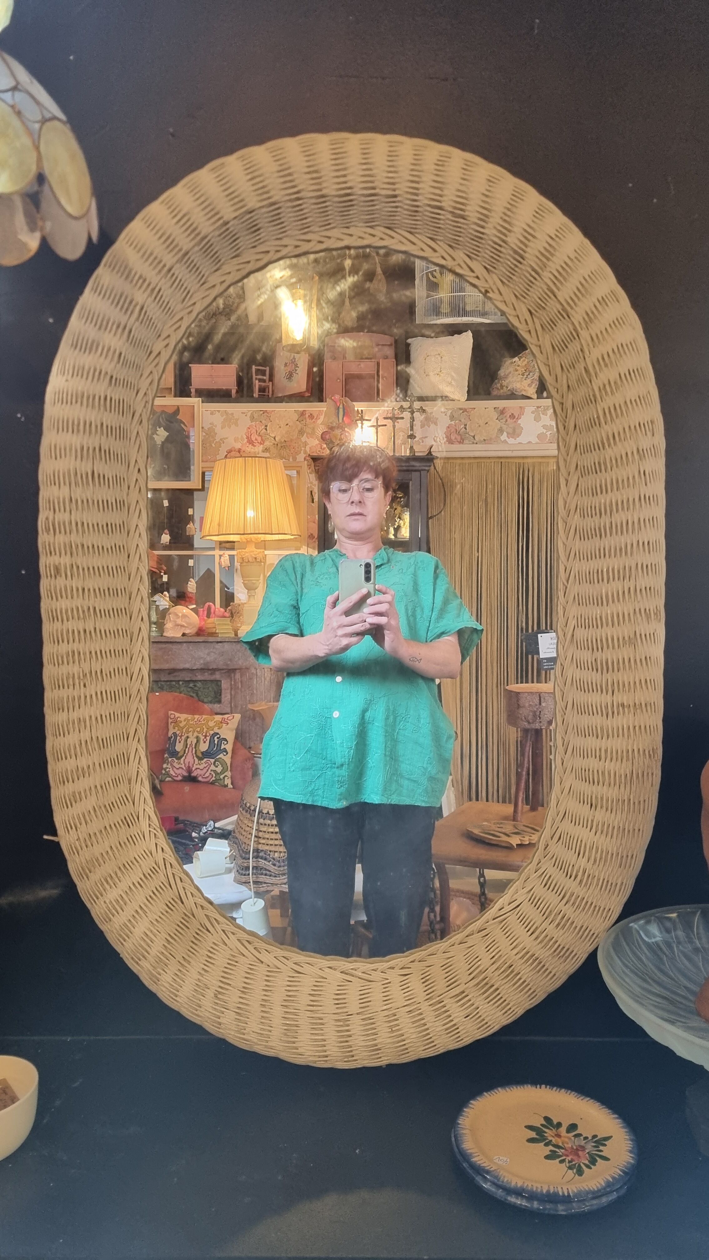 Rattan mirror 92cm