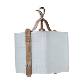 Italian brass and glass pendant light