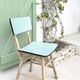 Set of 2 wooden and water green Formica chairs