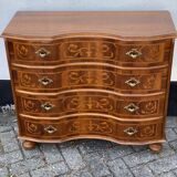 Vintage Inlay Wood Chest of Drawers in the Style of Louis XIV