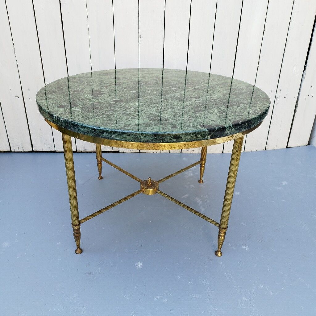 Table néoclassique marbre vert vintage