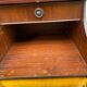 Mahogany bedside table in English style with stool.