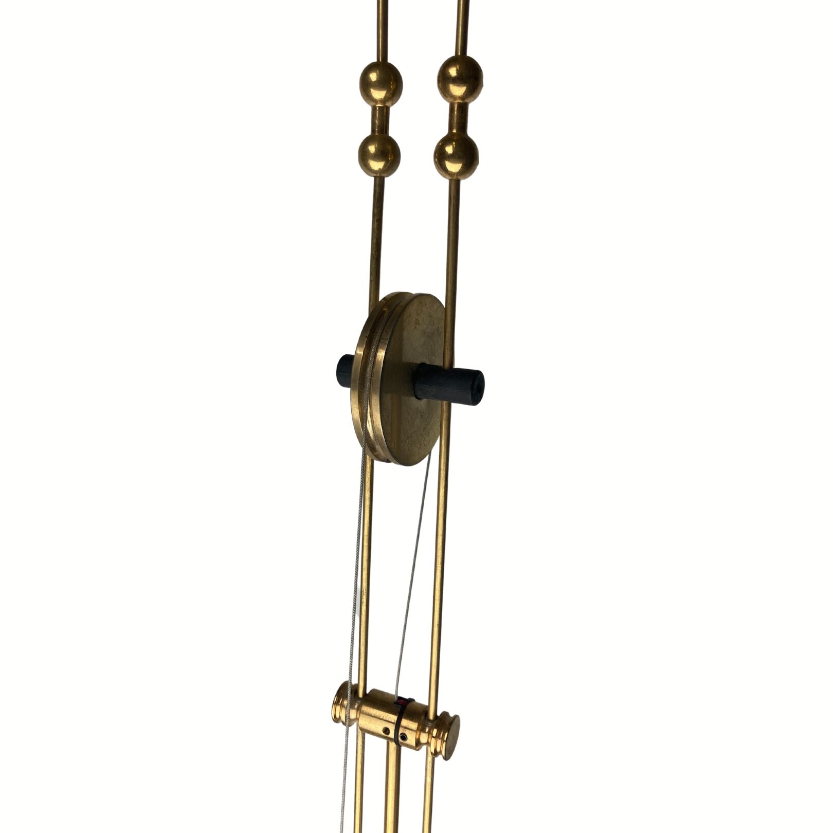 Patinated brass diabolo counterweight pendant lamp by SIsche, Germany