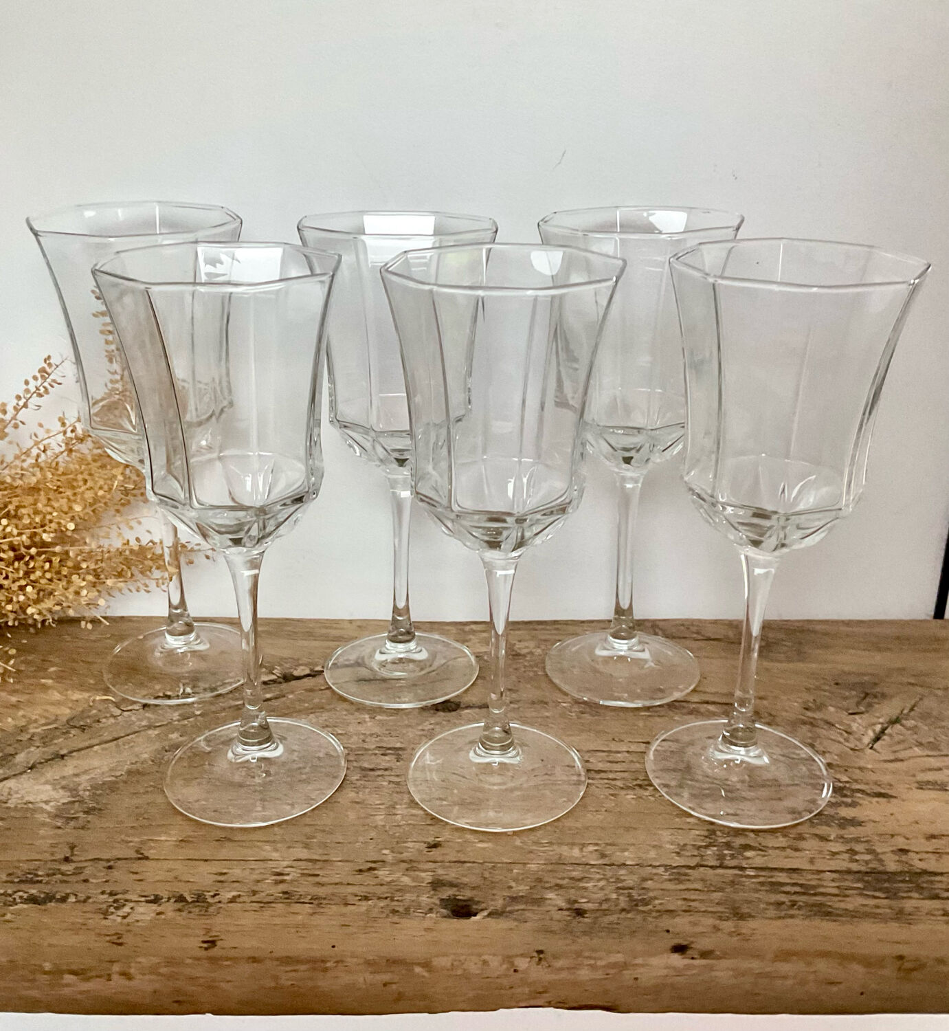 6 "octime" stemmed glasses by Luminarc France