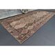 Vintage Turkish Oushak Handmade Wool Cotton Brown Runner Rug 188x416